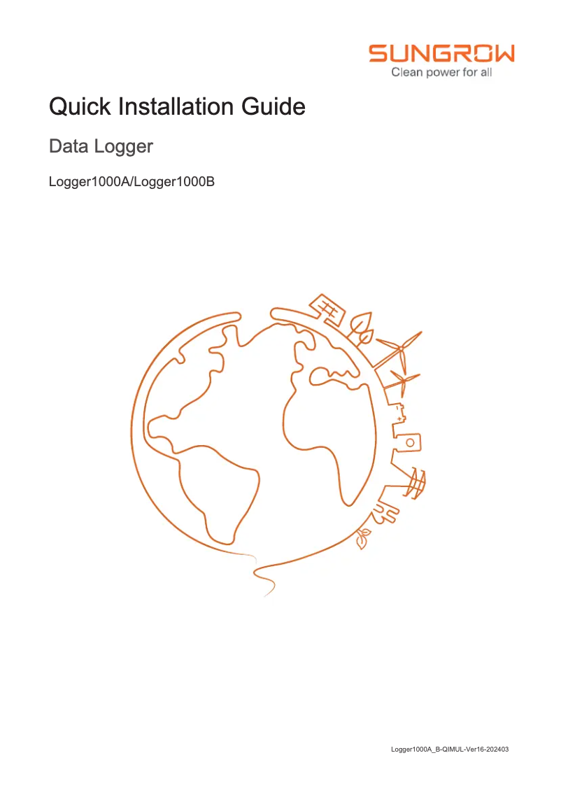 Page n°1 - Manuel utilisateur Sungrow Logger1000