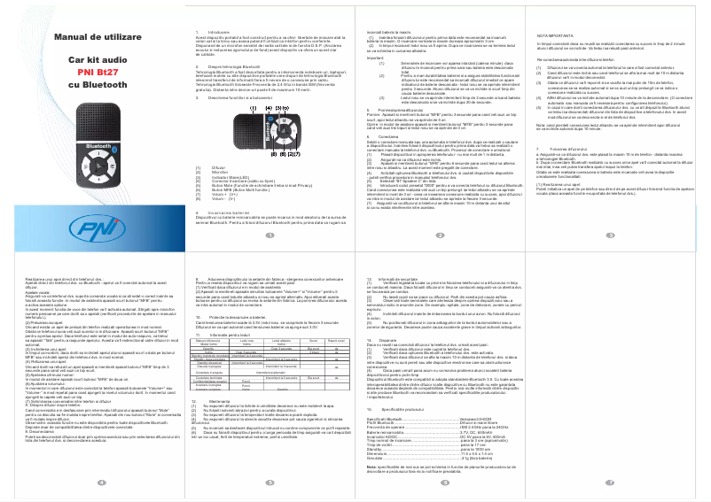 Image de la première page du manuel de l'appareil BT27