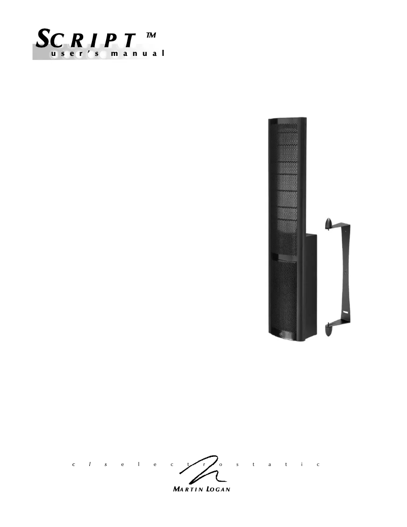 Page 1 de la notice Manuel utilisateur Martin Logan Script