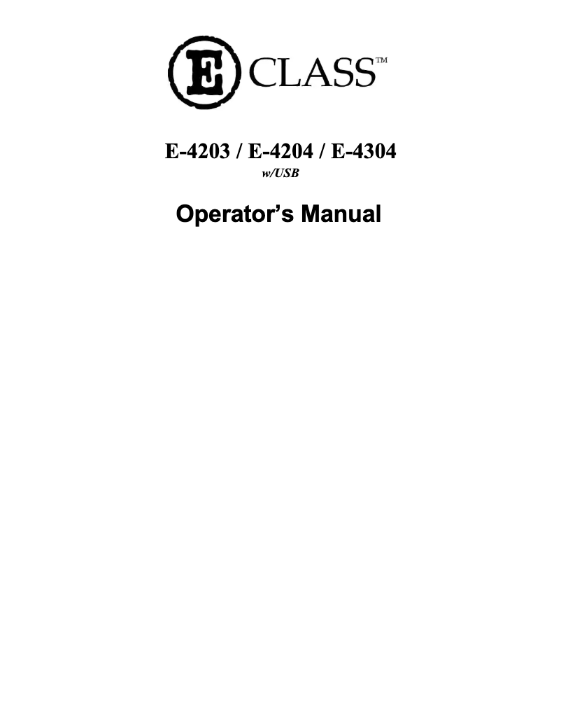 Image de la première page du manuel de l'appareil E-Class E4304