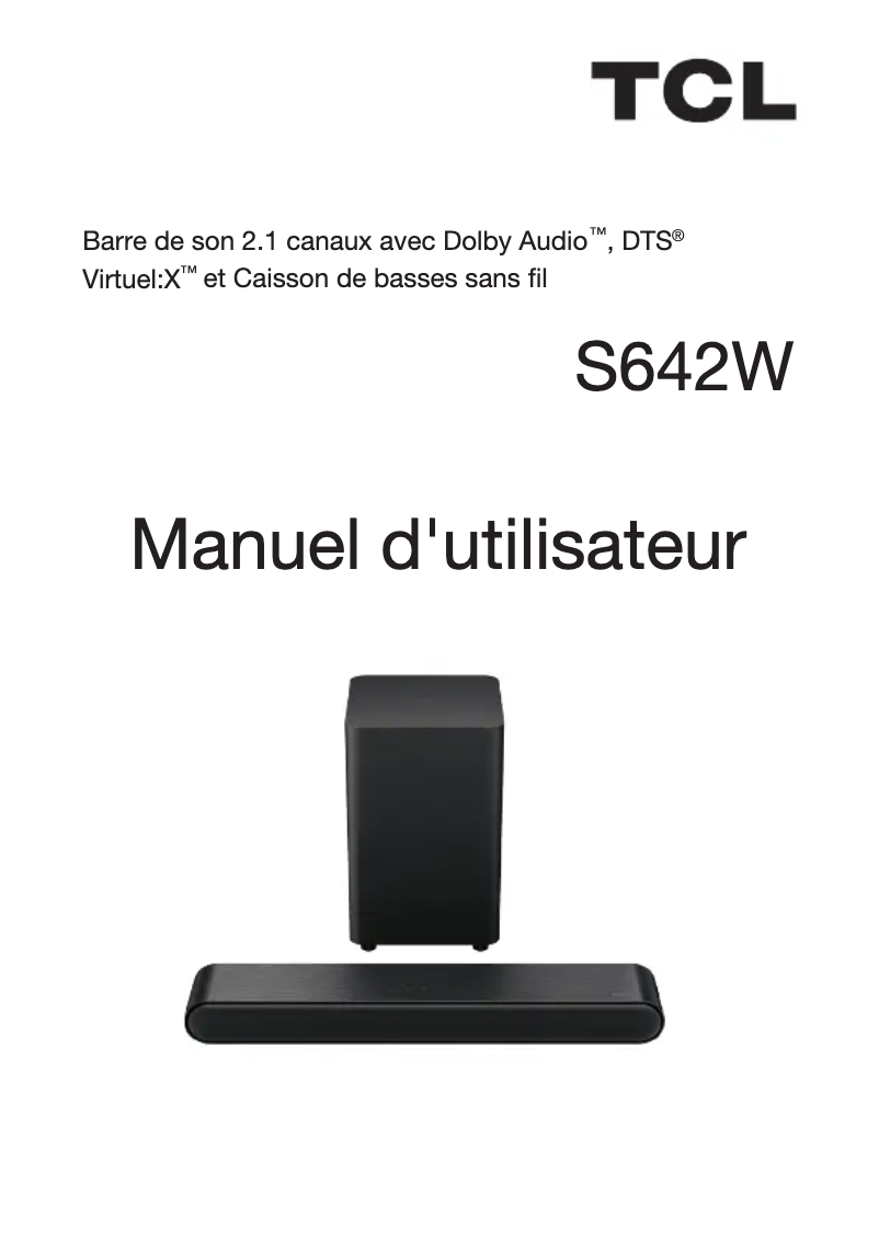 Page 1 of the manual User Manual TCL S642W