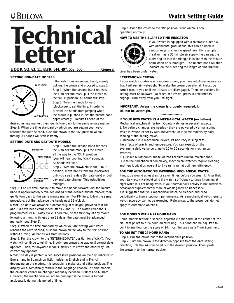 Page 1 de la notice Manuel utilisateur Bulova Frank Lloyd Wright 96A164