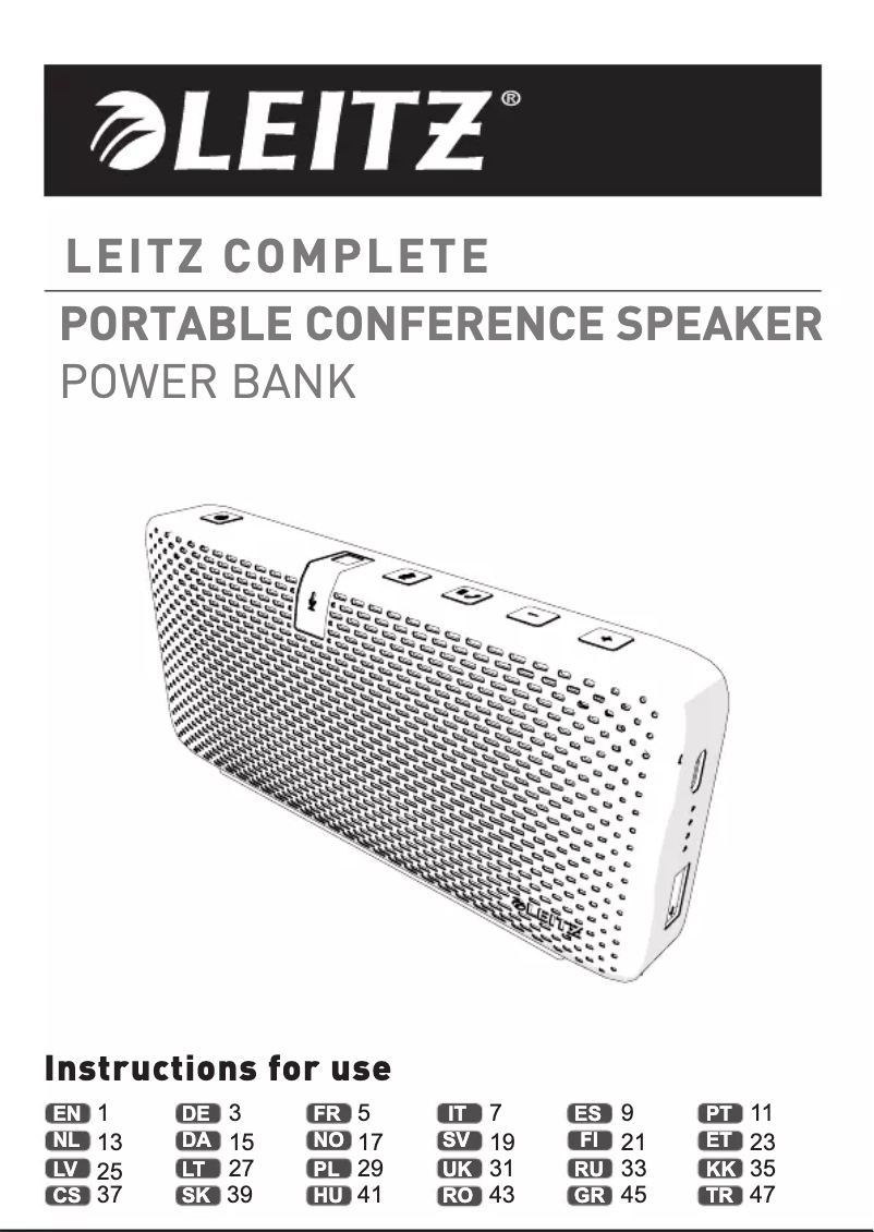 Page 1 de la notice Manuel utilisateur Leitz Portable Conference Speaker