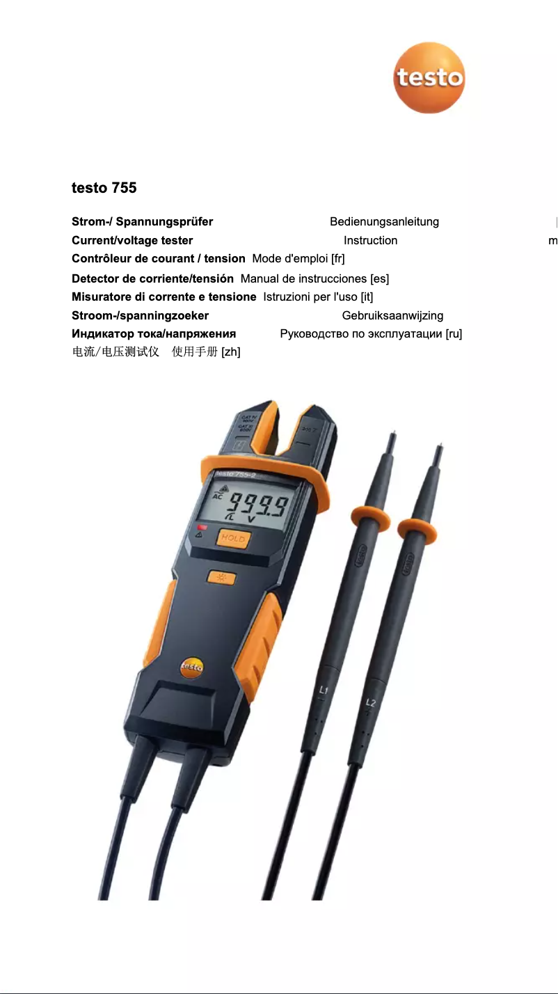 Page n°1 - Manuel utilisateur Testo 755