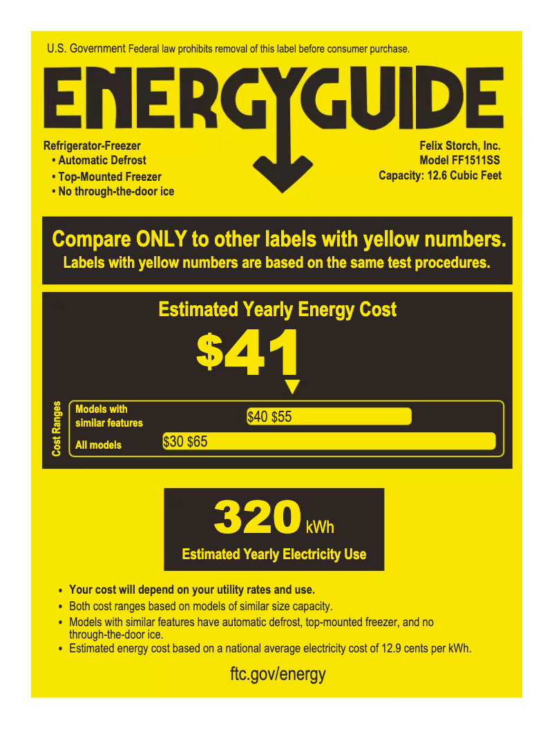 Page 1 de la notice Label énergétique Summit FF1511