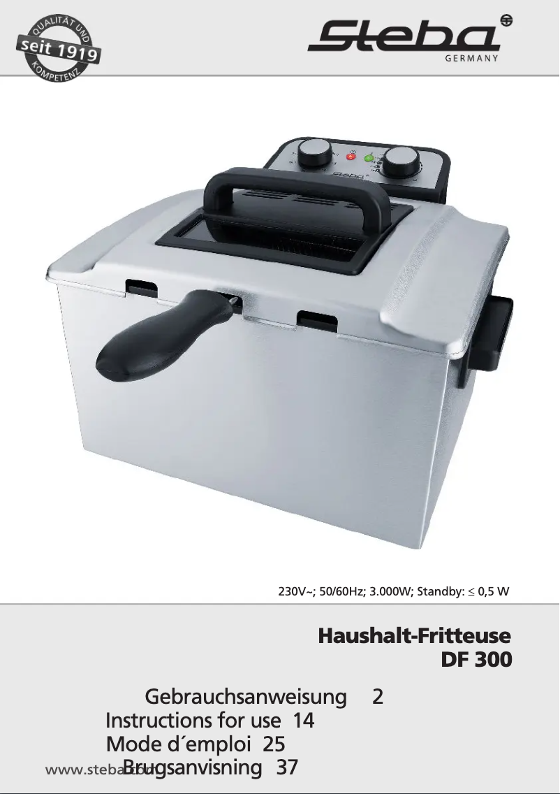 Page 1 de la notice Manuel utilisateur Steba DF 300