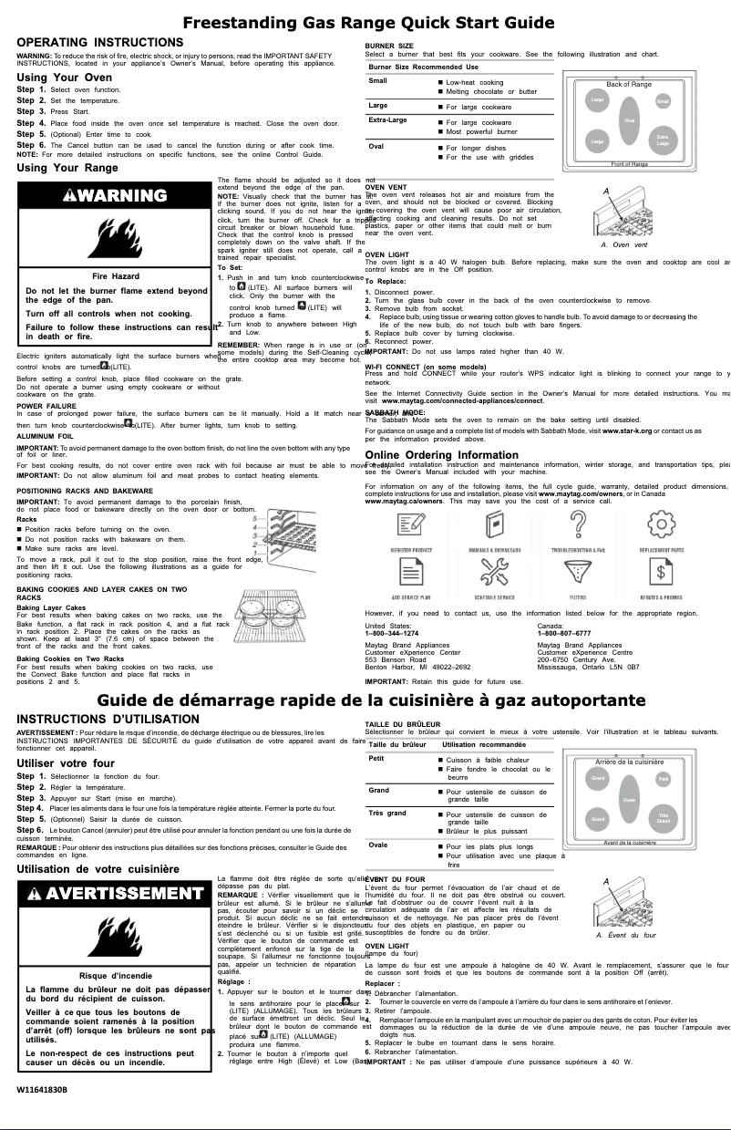 Page 1 de la notice Guide de démarrage rapide Maytag MFGS4030RB