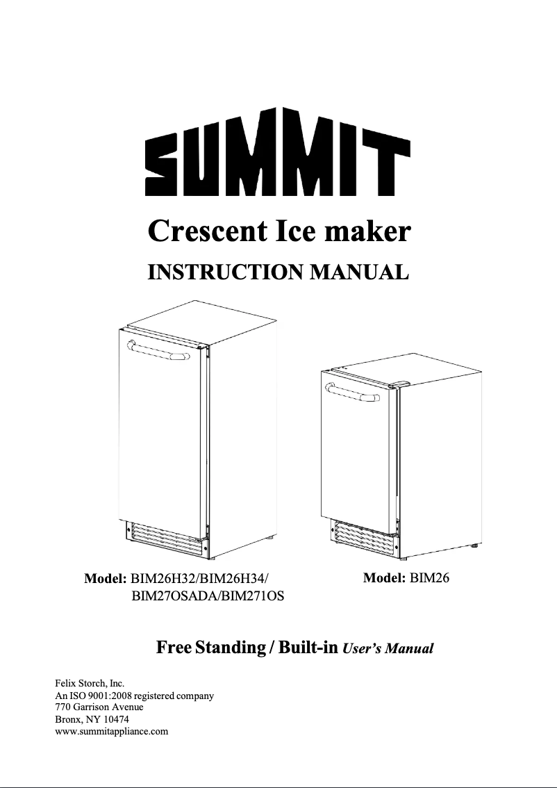 Page n°1 - Manuel utilisateur Summit BIM271OS