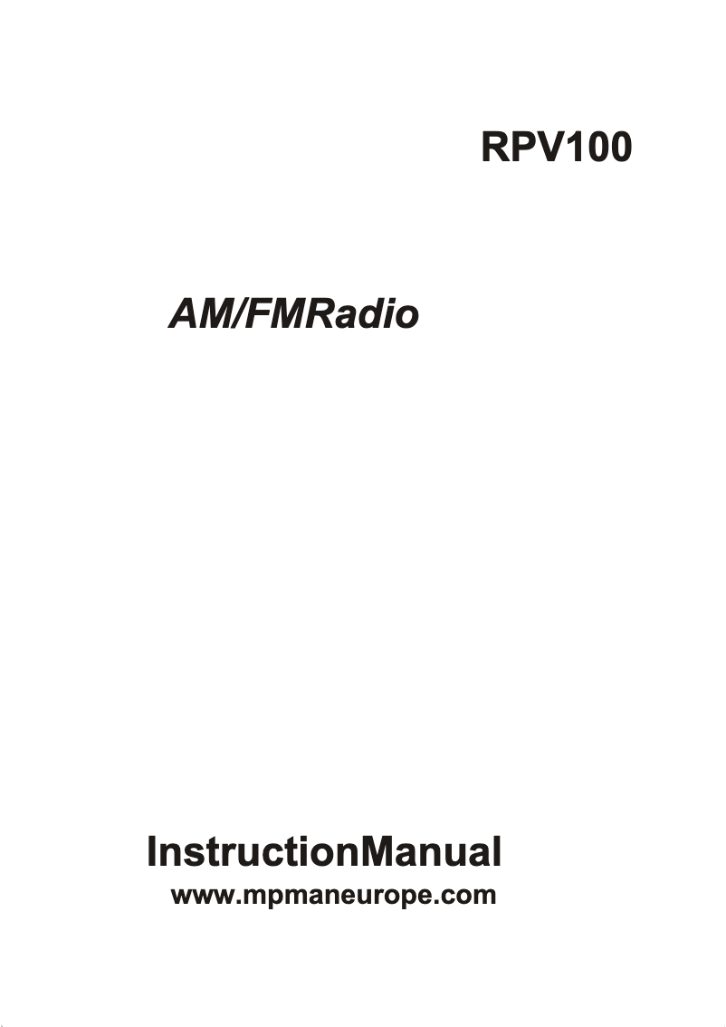 Page n°1 - Manuel utilisateur Mpman RPV100