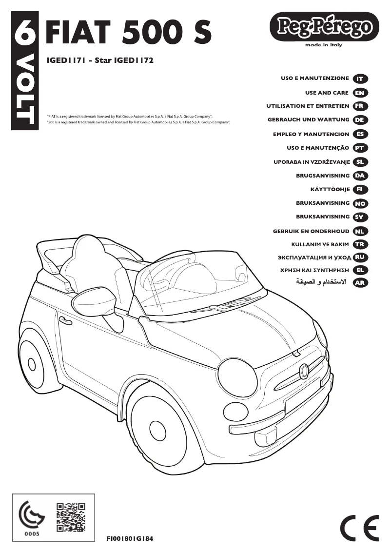 Page 1 de la notice Manuel utilisateur Peg Perego Fiat 500 S