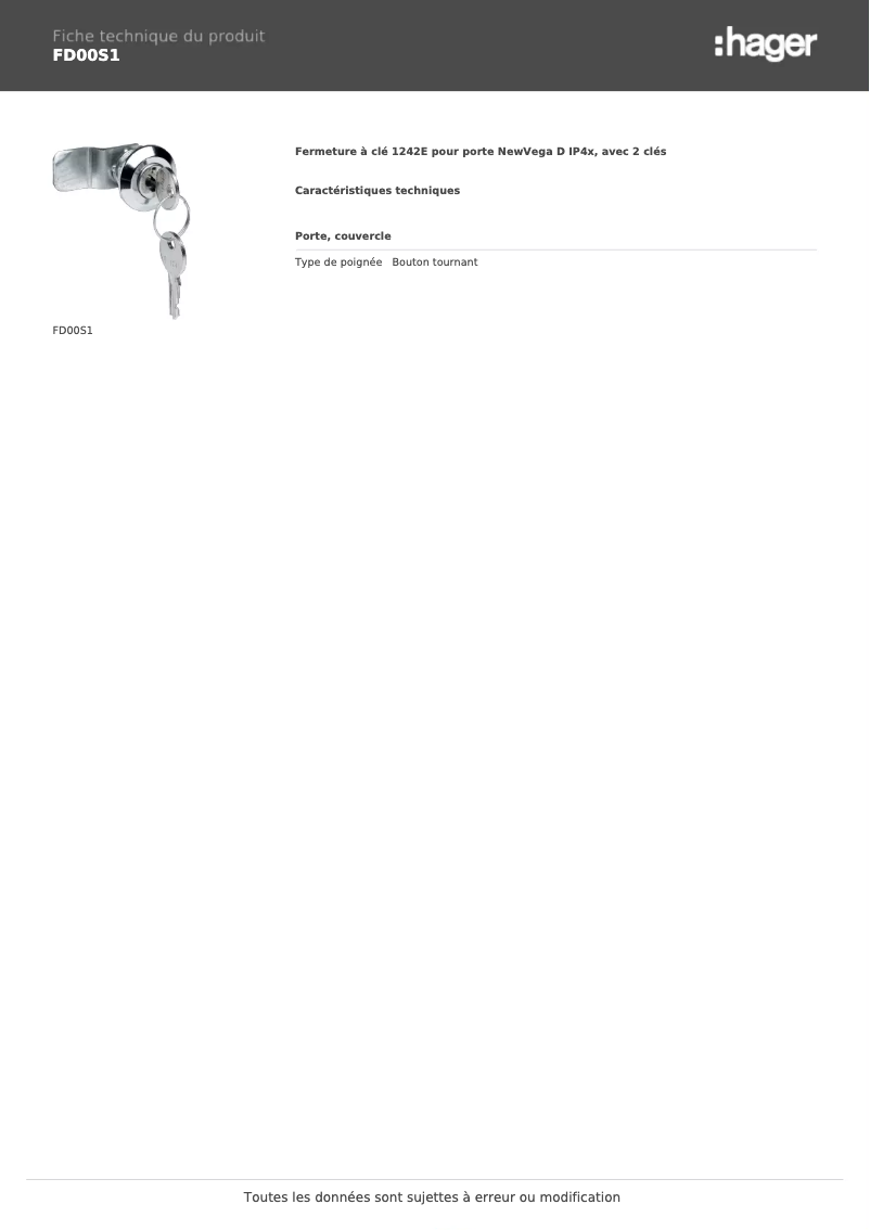 Image de la première page du manuel de l'appareil FD00S1