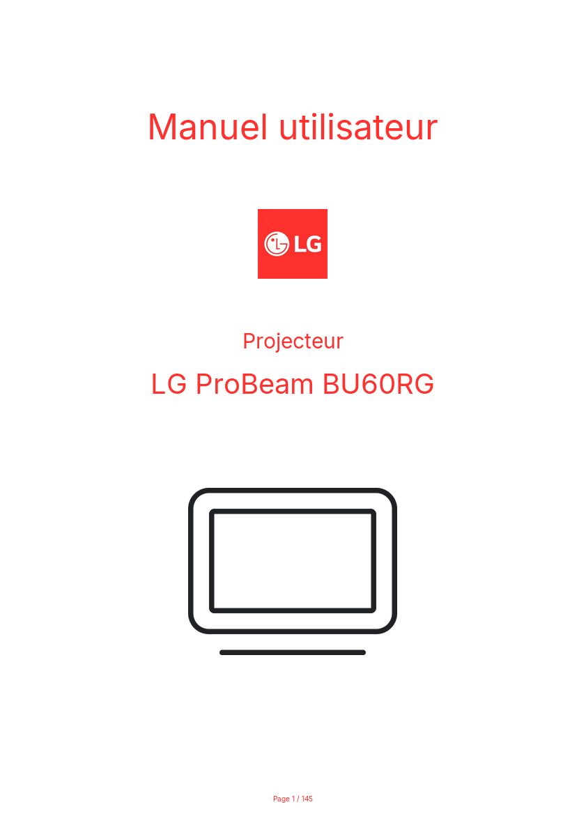 Image de la première page du manuel de l'appareil ProBeam BU60RG