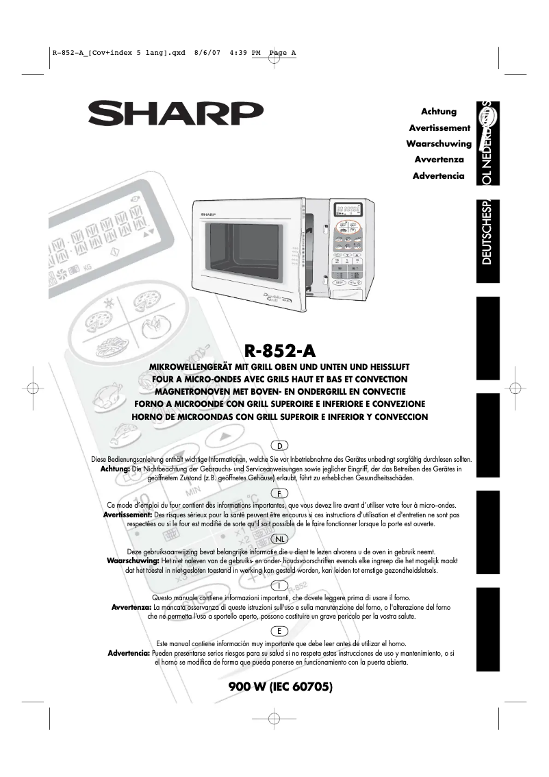 Page n°1 - Manuel utilisateur Sharp R852AL