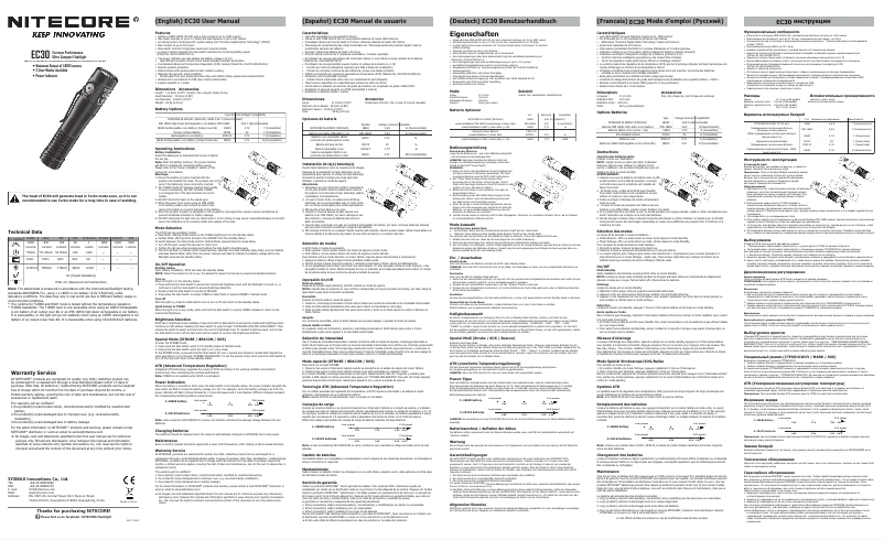 Page n°1 - Manuel utilisateur Nitecore EC30