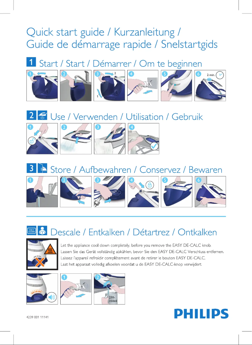 Page n°1 - Guide de démarrage rapide Philips PerfectCare Elite Plus GC9666