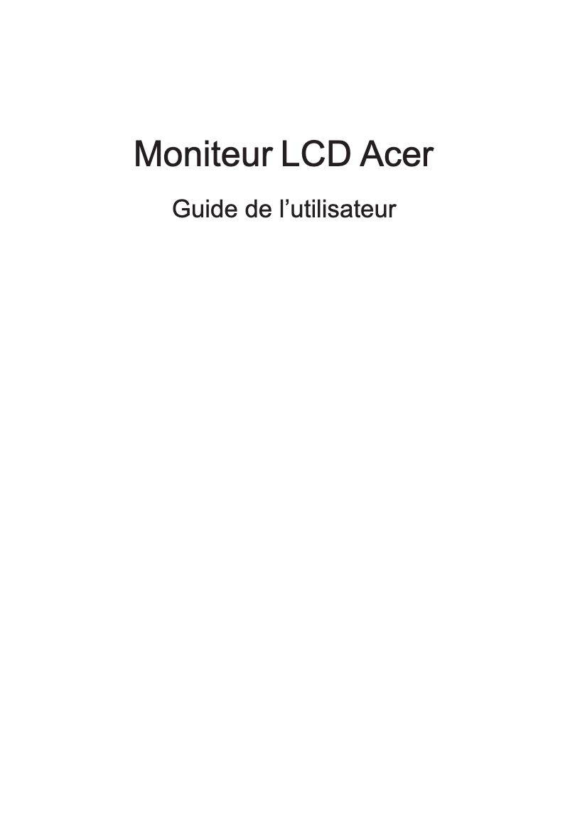 Page n°1 - Manuel utilisateur Acer HA270E