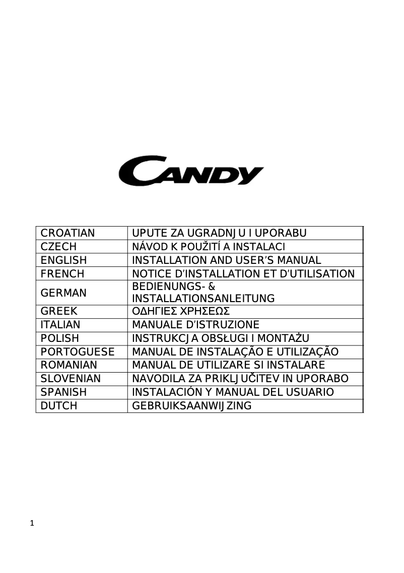 Page 1 de la notice Manuel utilisateur Candy CMB 650-1X