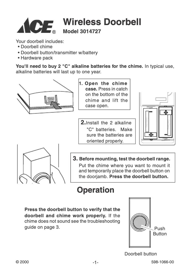 Page 1 de la notice Manuel utilisateur ACE 3014727