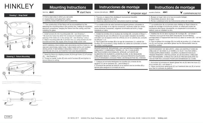 Page 1 de la notice Manuel utilisateur Hinkley Lighting Crew 4841HB