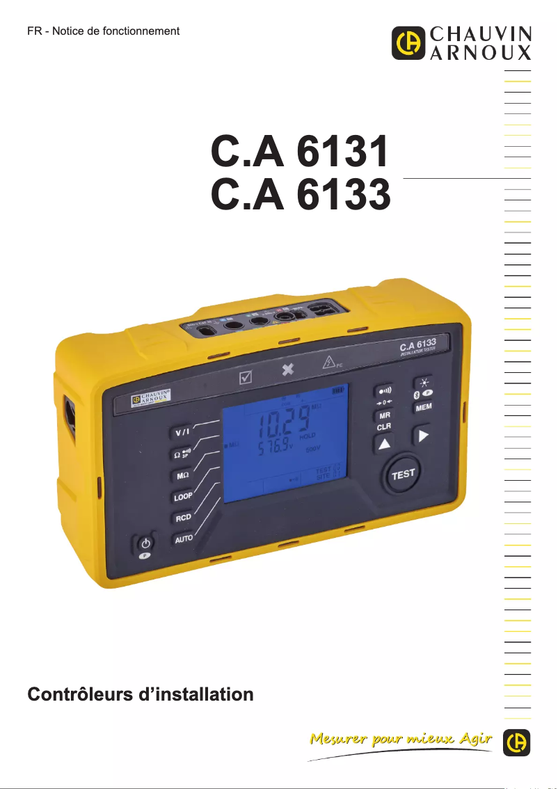 Page 1 de la notice Manuel utilisateur Chauvin Arnoux C.A 6133