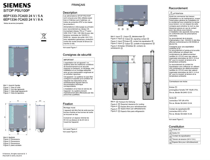 Image de la première page du manuel de l'appareil SITOP PSU100P
