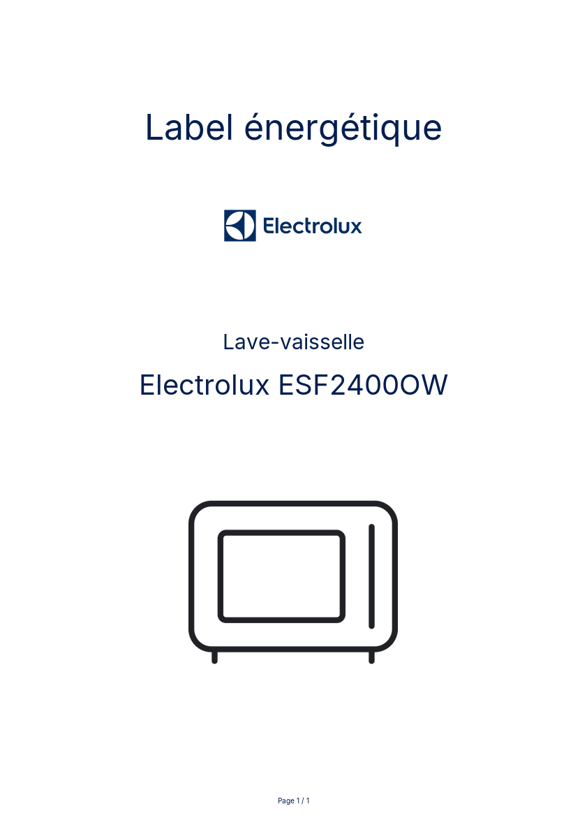 Image de la première page du manuel de l'appareil ESF2400OW