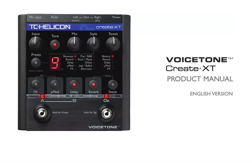 Page n°1 - Manuel utilisateur TC Helicon VoiceTone Create XT