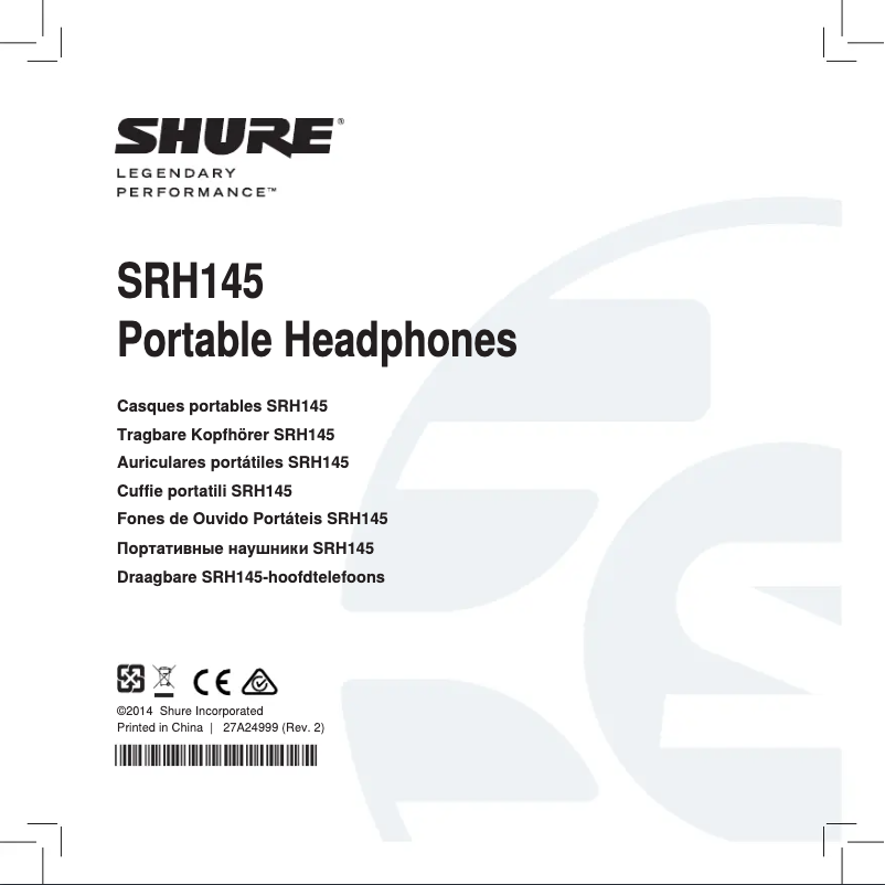 Page n°1 - Manuel utilisateur Shure SRH145
