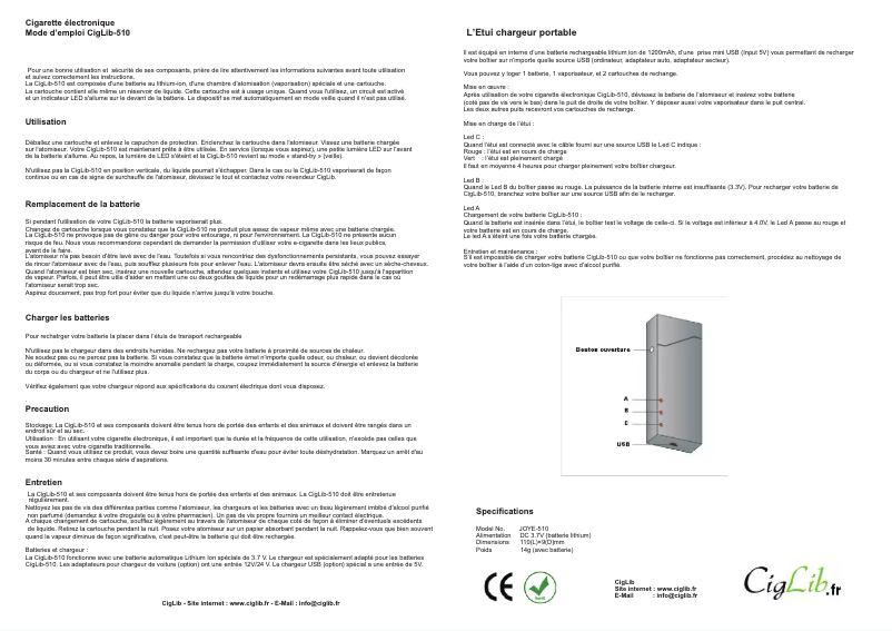 Page 1 de la notice Manuel utilisateur CigLib 510