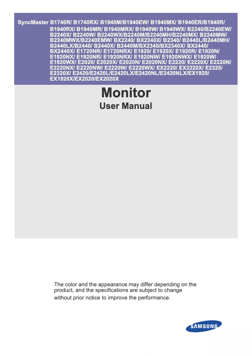 Page n°1 - Manuel utilisateur Samsung SyncMaster B2240