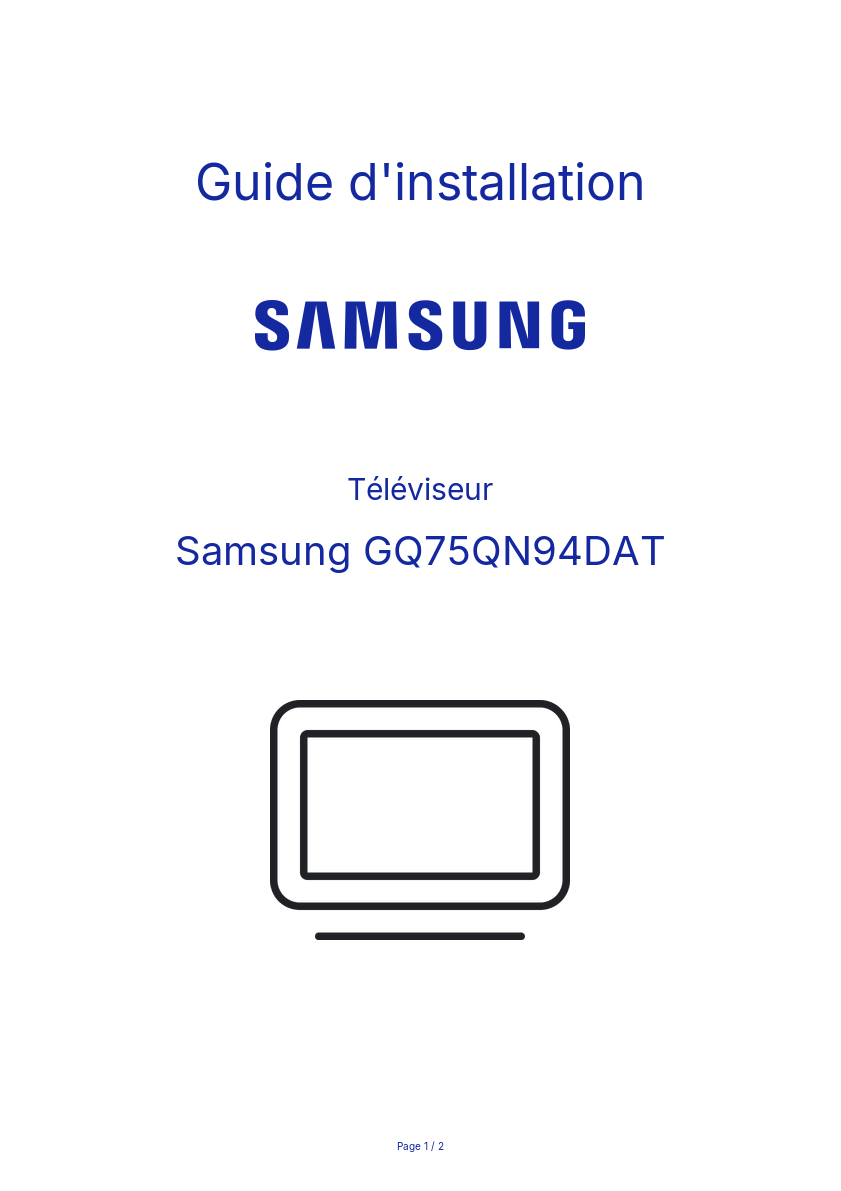 Page n°1 - Guide d'installation Samsung GQ75QN94DAT
