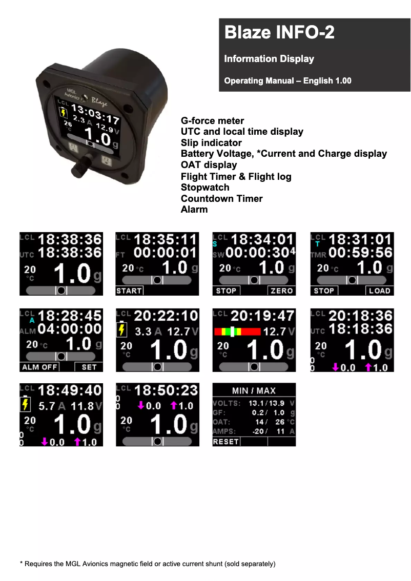 Page n°1 - Manuel utilisateur MGL Avionics INFO-2
