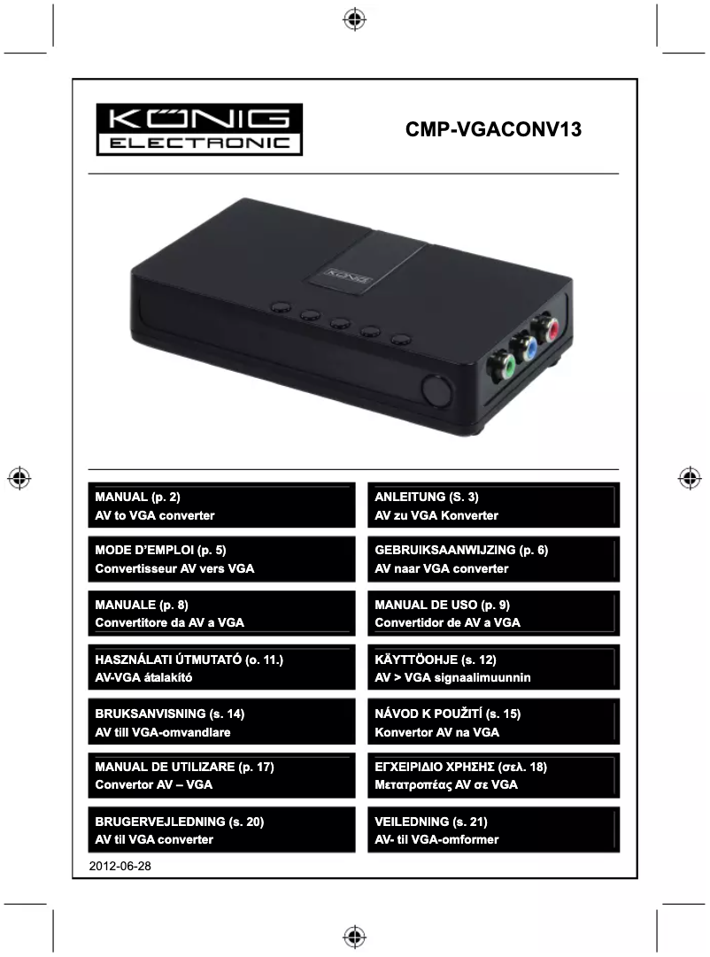 Image de la première page du manuel de l'appareil CMP-VGACONV13