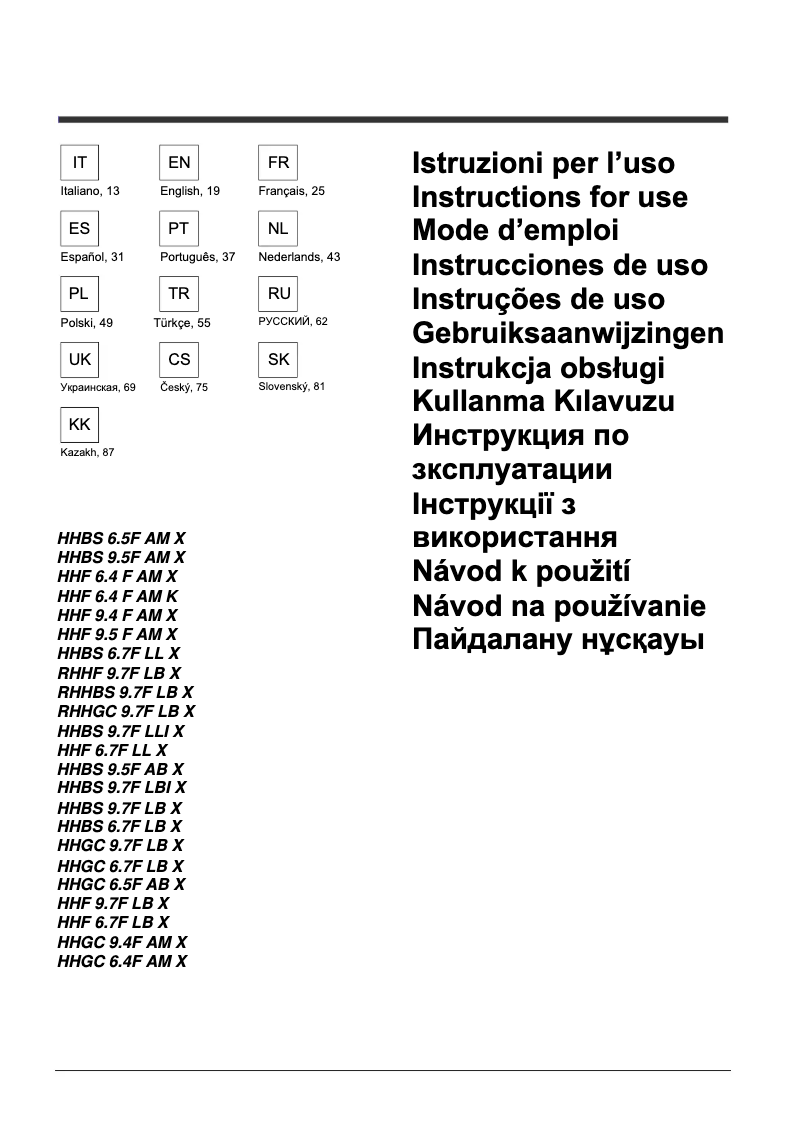 Image de la première page du manuel de l'appareil HHF 9.4 F AM X