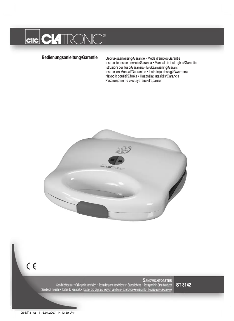 Page 1 de la notice Manuel utilisateur Clatronic ST 3142