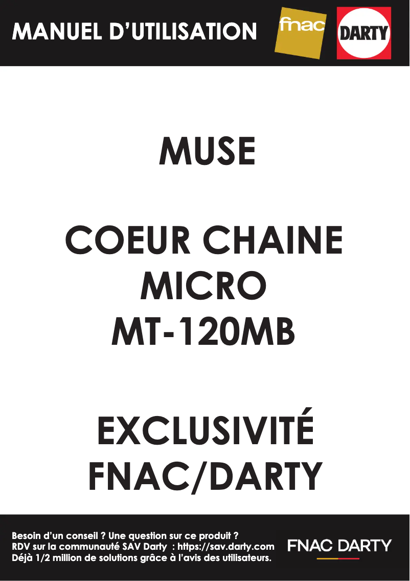 Page 1 de la notice Manuel utilisateur Muse MT-120 MB