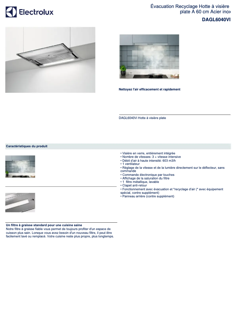 Page n°1 - Fiche technique Electrolux DAGL6040VI