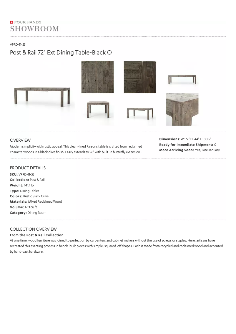 Page 1 de la notice Manuel utilisateur Four Hands VPRD-11-55