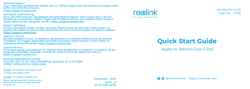 Page n°1 - Manuel utilisateur Reolink Duo 3 PoE