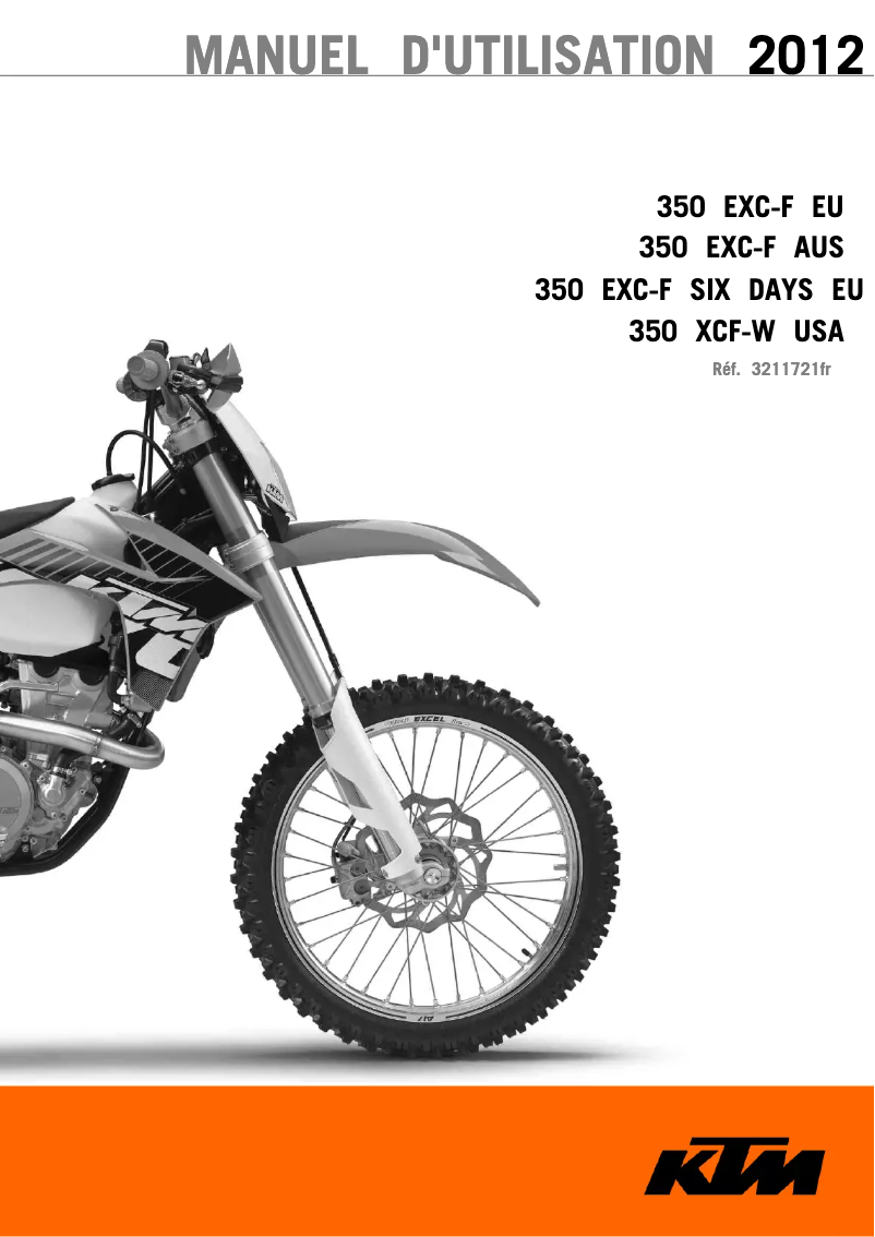 Page 1 de la notice Manuel utilisateur KTM 350 EXC-F (2012)