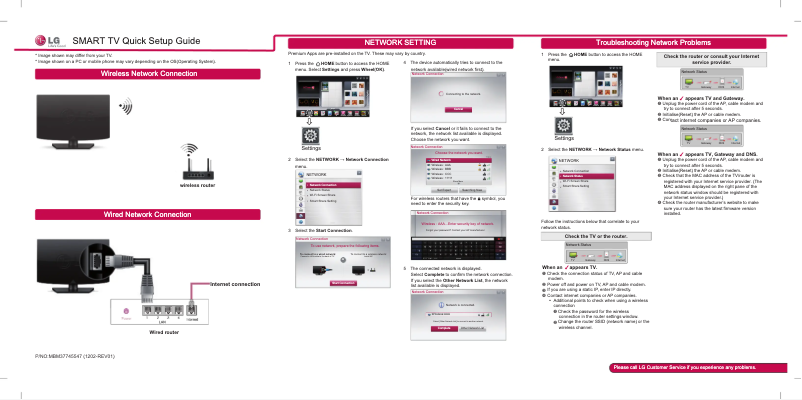 Page 1 de la notice Guide d'installation LG 55LM7610