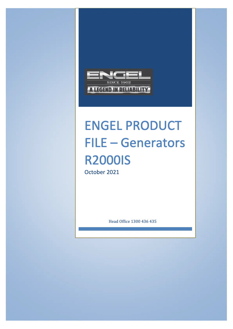 Page n°1 - Manuel utilisateur Engel R2000IS
