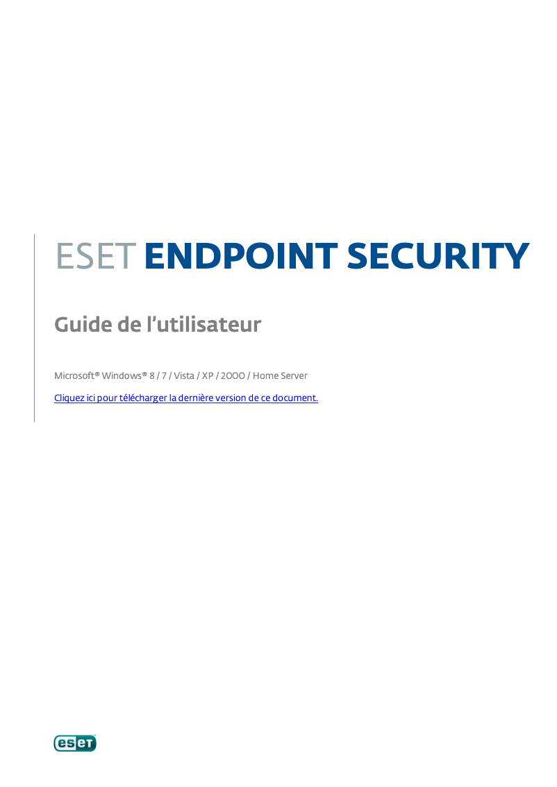 Image de la première page du manuel de l'appareil Endpoint Security for Windows