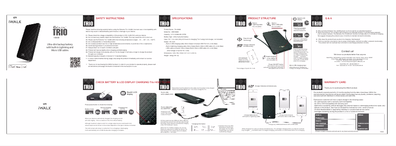 Page 1 de la notice Manuel utilisateur iWALK Extreme Trio 10,000