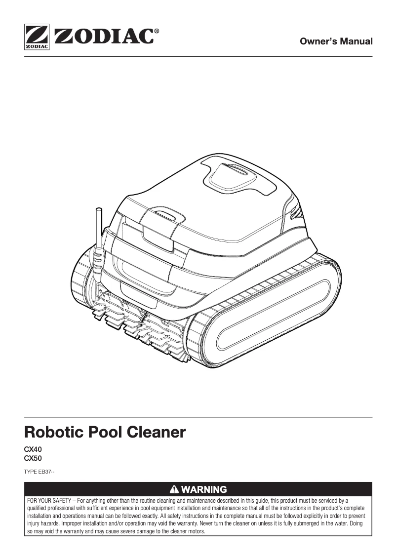 Page 1 de la notice Manuel utilisateur Zodiac CX50