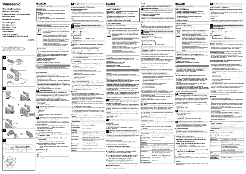Page 1 de la notice Manuel utilisateur Panasonic VW-VMS10E