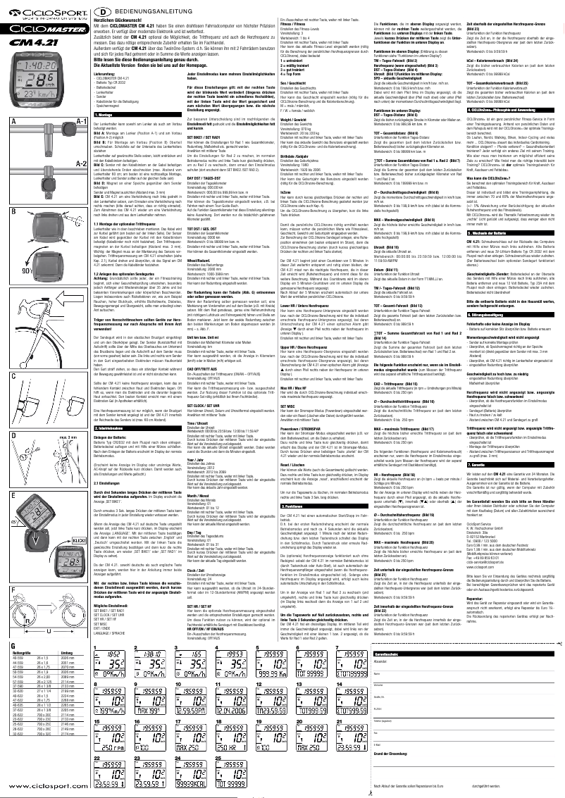 Image de la première page du manuel de l'appareil Master CM 4.21
