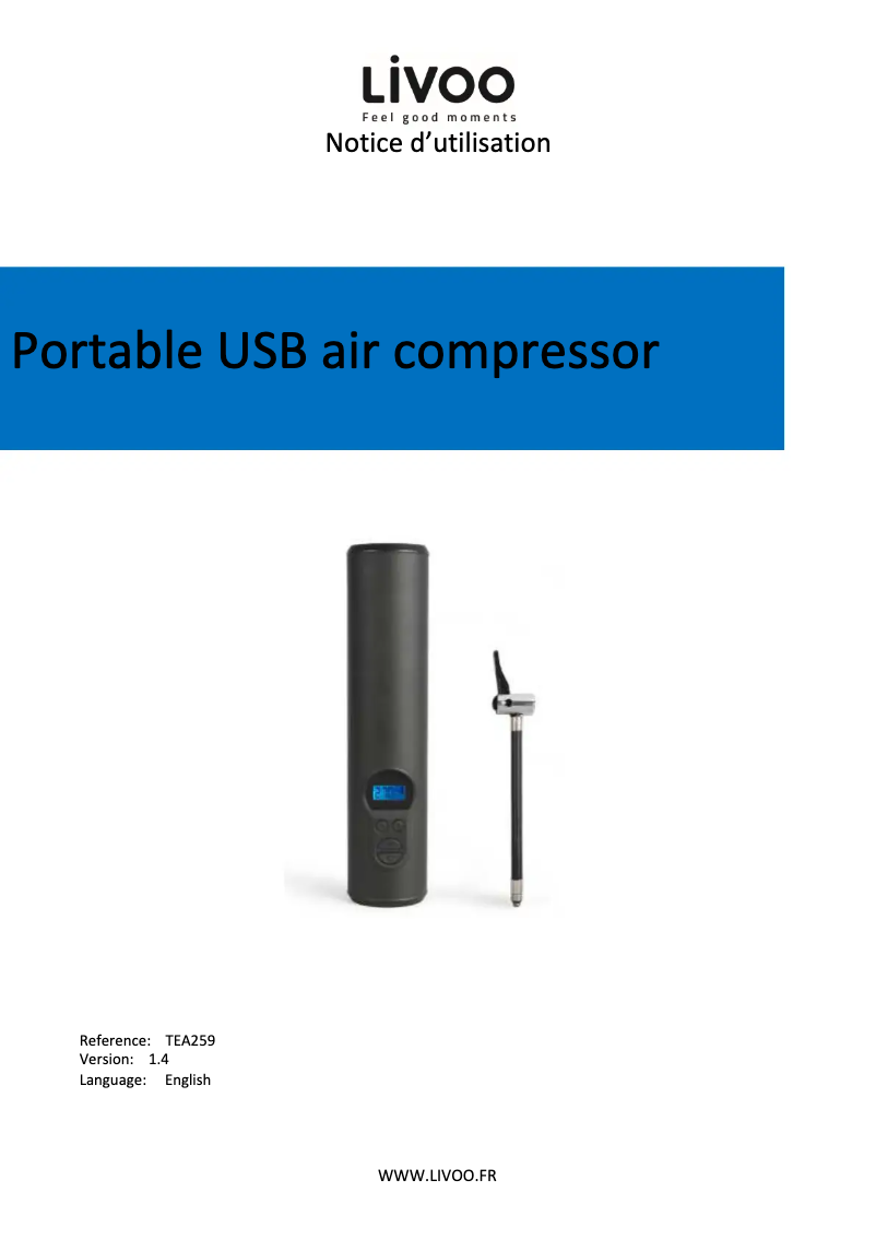 Page 1 de la notice Manuel utilisateur Livoo TEA259