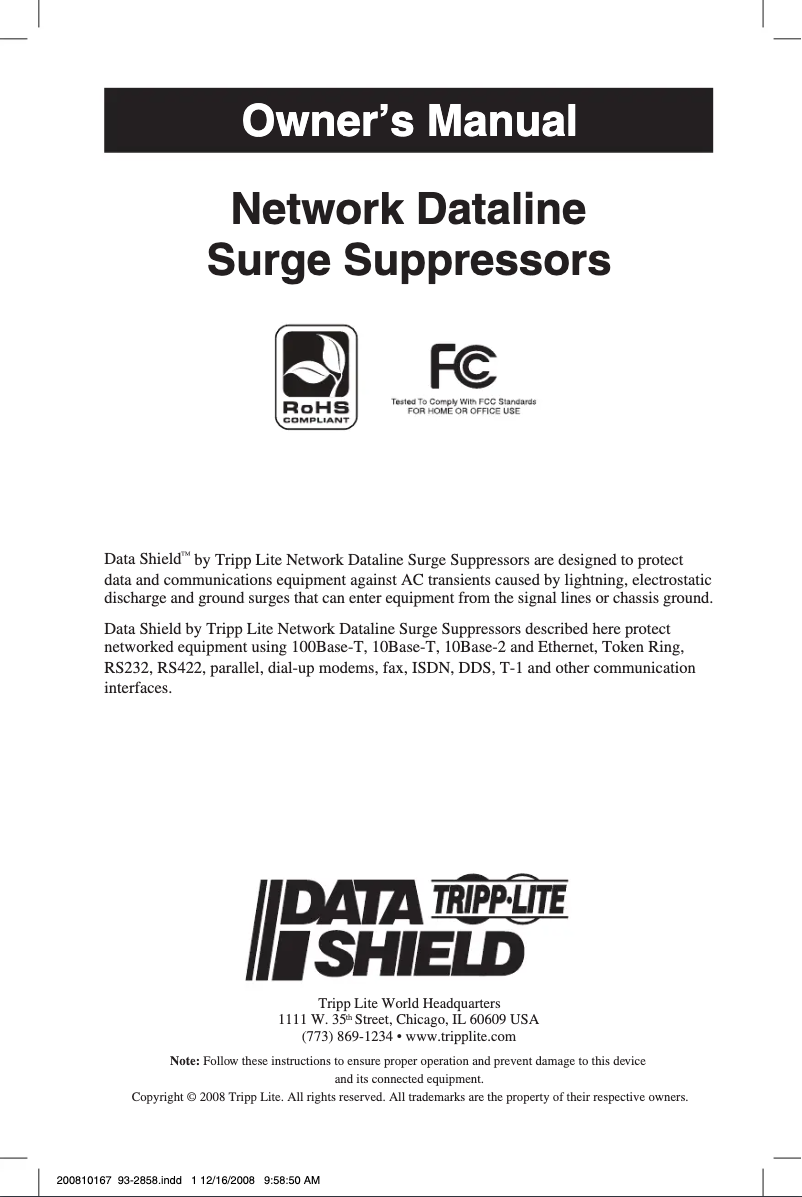 Page n°1 - Manuel utilisateur Tripp Lite DataShield DTEL2