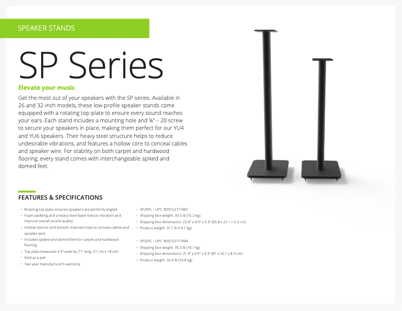 Page n°1 - Fiche technique Kanto SP32PL